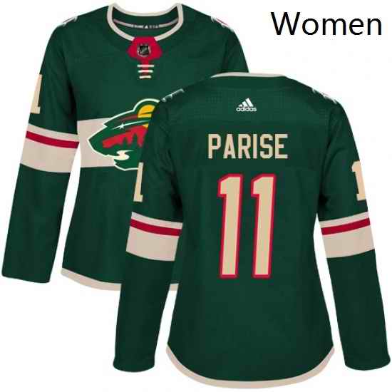 Womens Adidas Minnesota Wild 11 Zach Parise Premier Green Home NHL Jersey